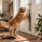 Dog pawing at a door protected by The Door Guard